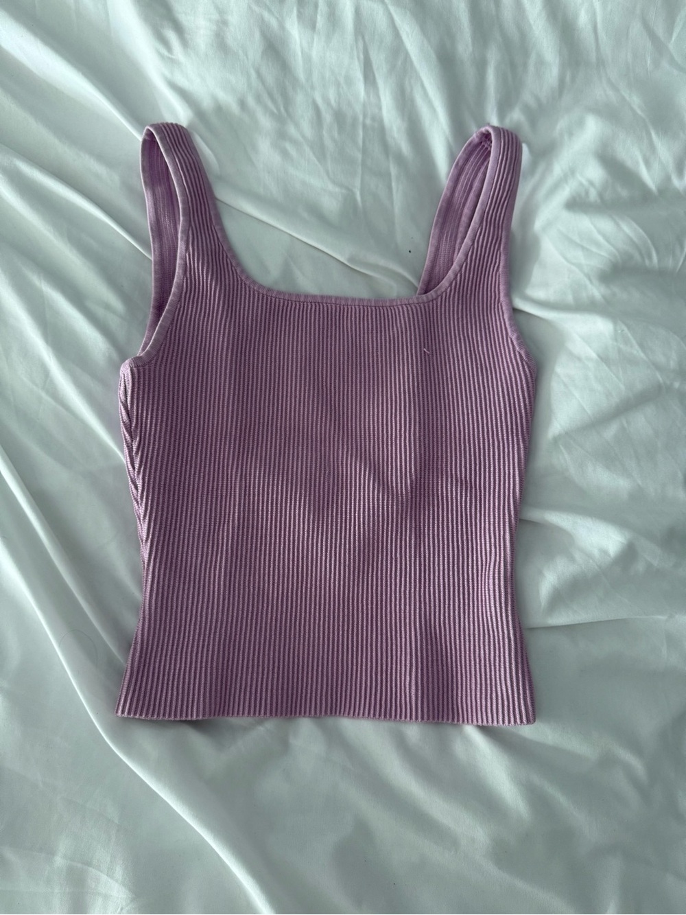 Babaton Ribbed Square-Neck Tank Top - Lilac